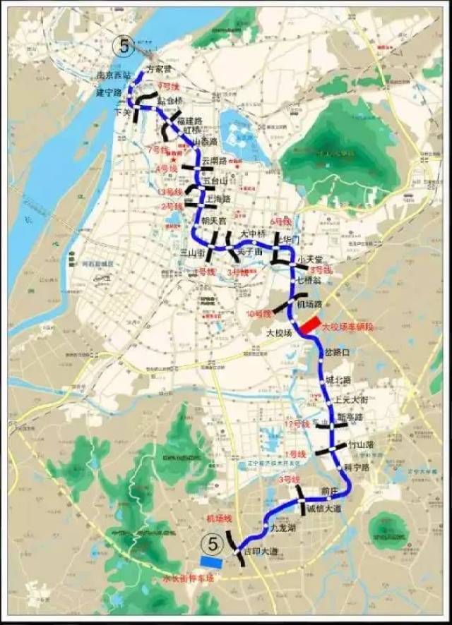 在本公众号后回复【105】,可查看南京地铁5号线最新线路图,站点,通车