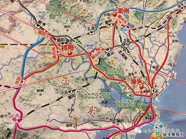 揭阳,汕尾3个副中心城市;加强了区域普宁,惠来,饶平以及潮汕高铁