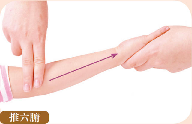 推六腑的操作手法是从肘横纹推至腕横纹,需将患者之手臂顺正,使小指在