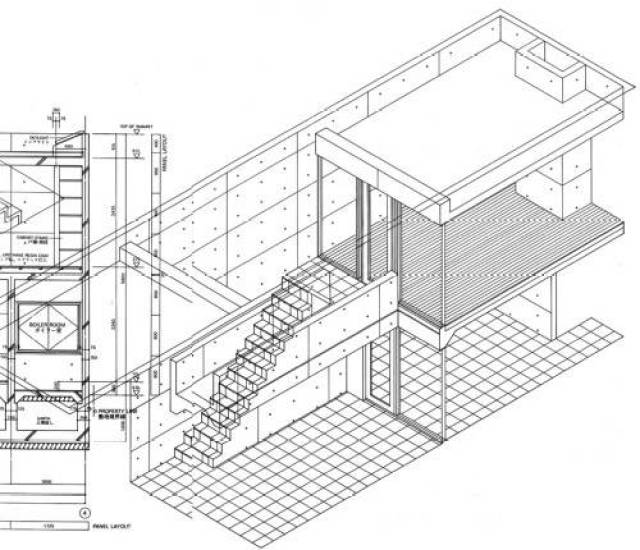 轴测图   住吉的长屋   安藤忠雄