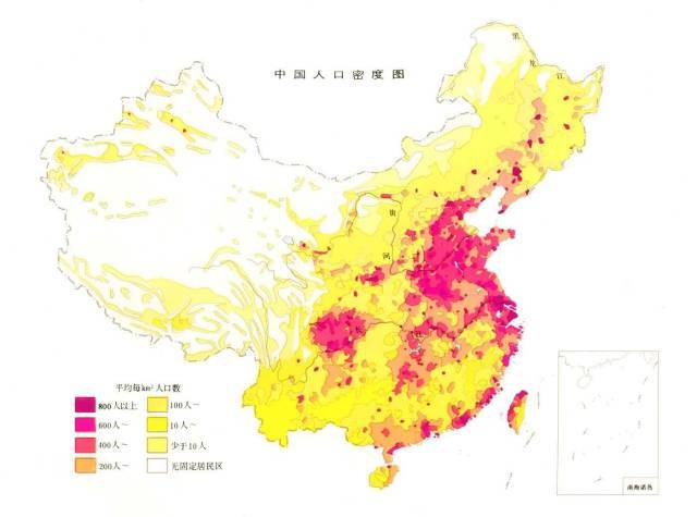 中国人口密度分布图_中国人口分布图