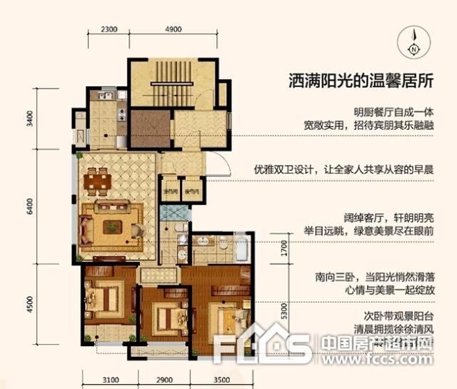 一个单元一梯一户的设计,户型均为178㎡的奢阔大四居;18#,19