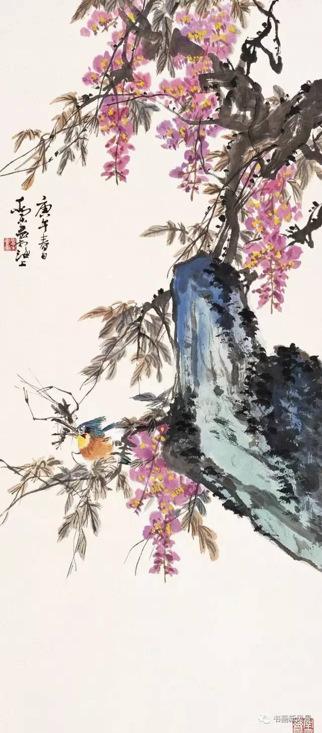 乔木 紫藤 乔木(1920--2002),字大年,著名花鸟画家,以擅画百鸟著称
