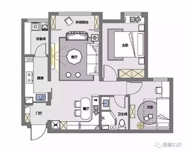 卫生间地面通铺石纹小方砖,墙面采用白色地铁砖工字铺贴,自砌的淋浴房