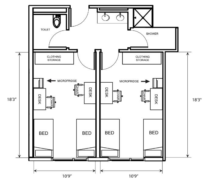 双人间 2-person room with same gender bath & 空调(需要使用楼层