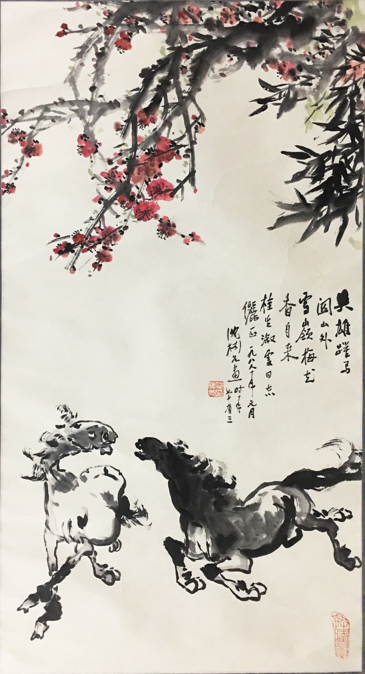 lot48沈彬如《英雄踏马 雪岭梅花》97×52cm约4.