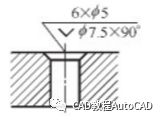 直径的及深度或锥度角等参数也可以如下图所示直接用符号代替柱形沉孔