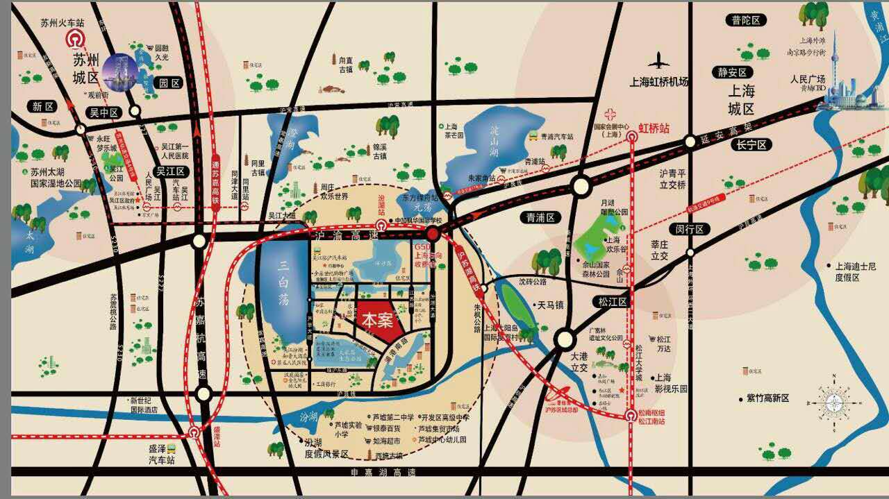 规划中的上海地铁17号线将于苏州4号线衔接,而汾湖可能会设站点,如果图片