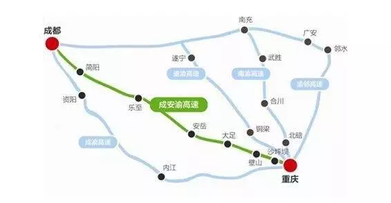 建成的高速路:成安渝高速,成都经济区环线高速,成都天府国际机场高速