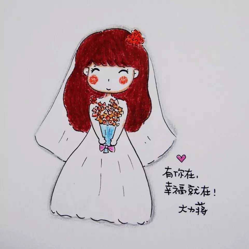 手账简笔画素材 | 一组q萌少女(大力蒋)