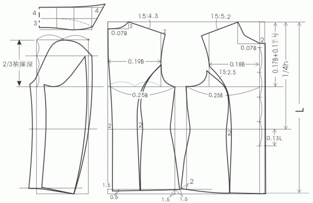 风衣结构制图_女士风衣结构制图(3)