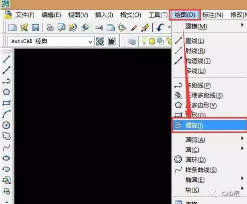 或者点击 绘图→螺旋线,即可打开螺旋线绘制功能:77 400g autocad