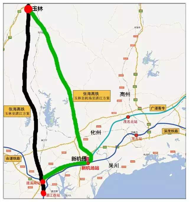 远期与广湛客专接轨,湛江新机场站至遂溪南站段作为张海高铁与广湛图片