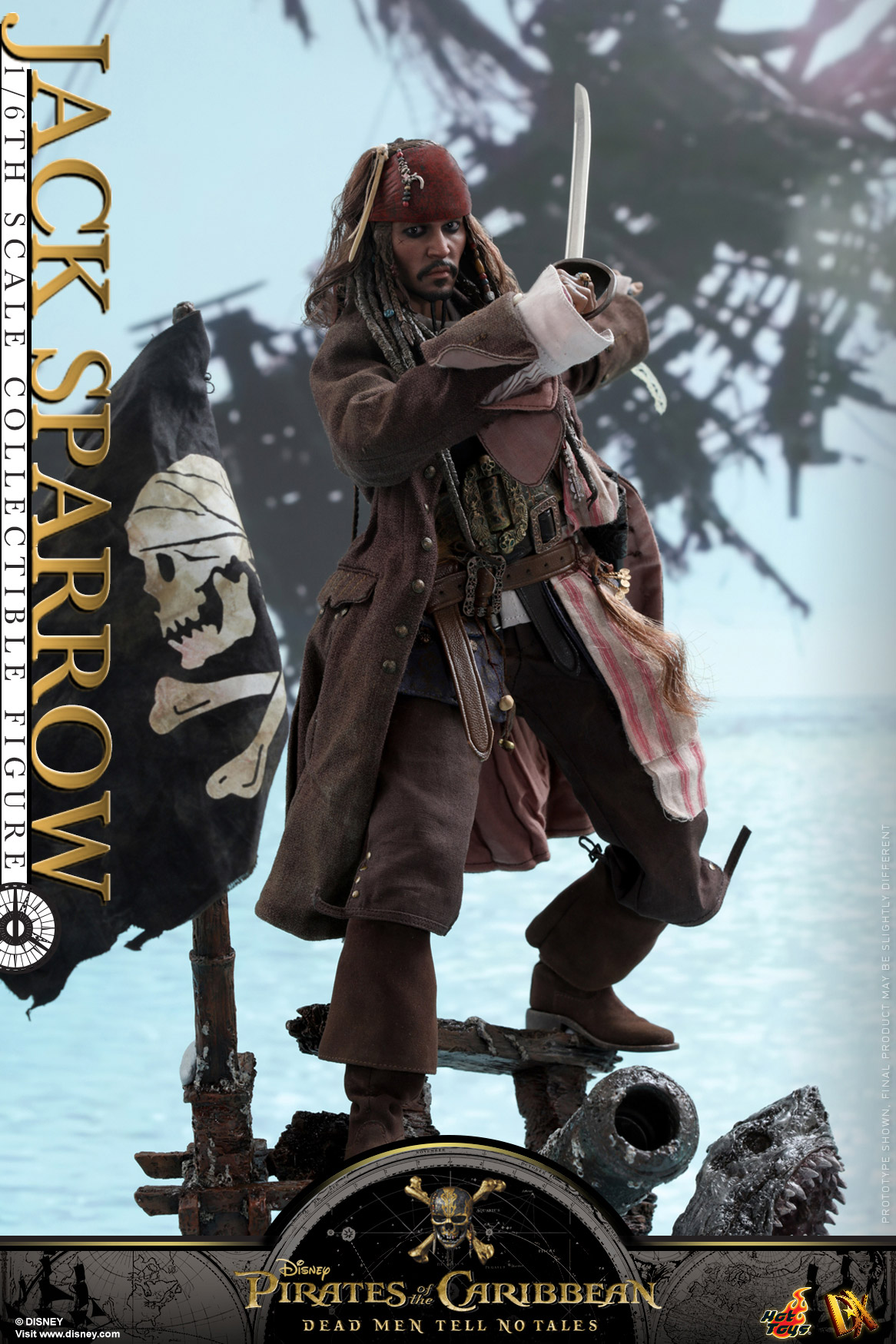 hottoys新品16dx15加勒比海盗5死无对证杰克船长jacksparrow可动人偶