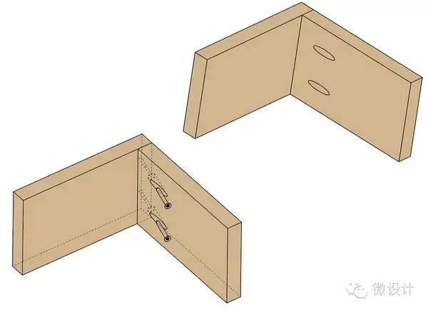 榫斜角拼接斜角木销接合三角形木销斜角接合榫槽边角接合木方平接木板