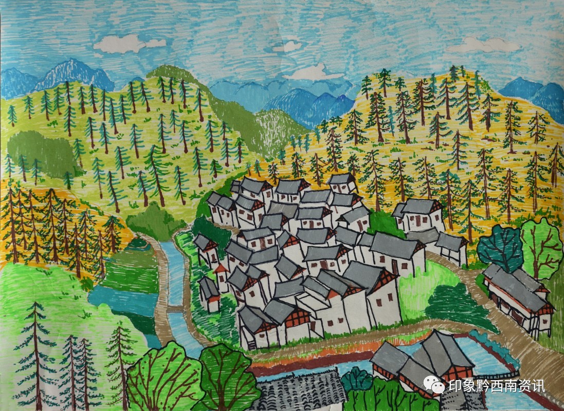 小学组绘画一等奖作品:《我的家乡——福尧》