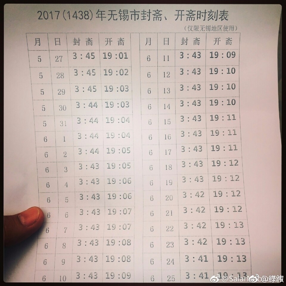 全国部分地区以及世界部分区域2017封斋开斋时刻表!