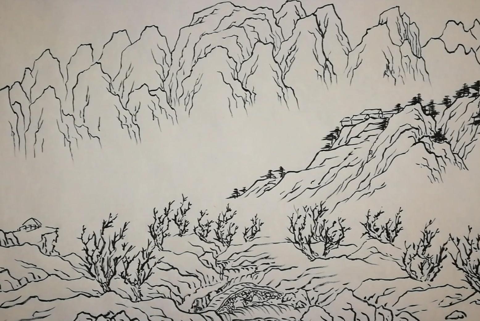 太行山|中国古版画名山胜景线描山水