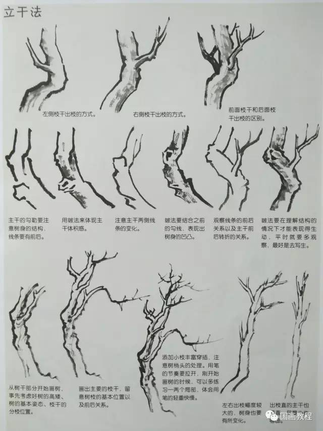 山水树石的步骤画法