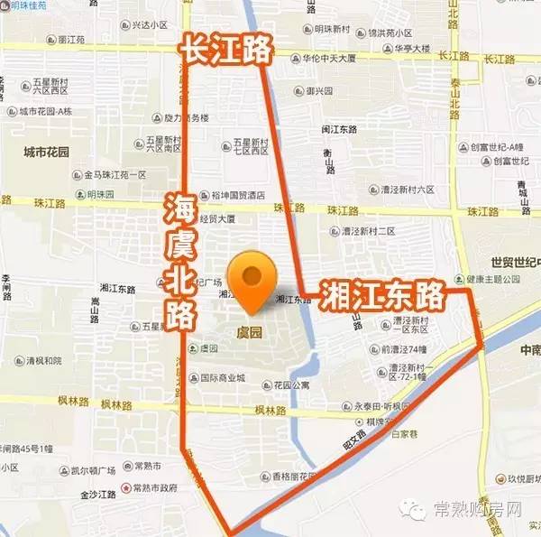 北至长江路转耿泾塘转湘江东路西至海虞北路南至常浒河东至泰山路虞园