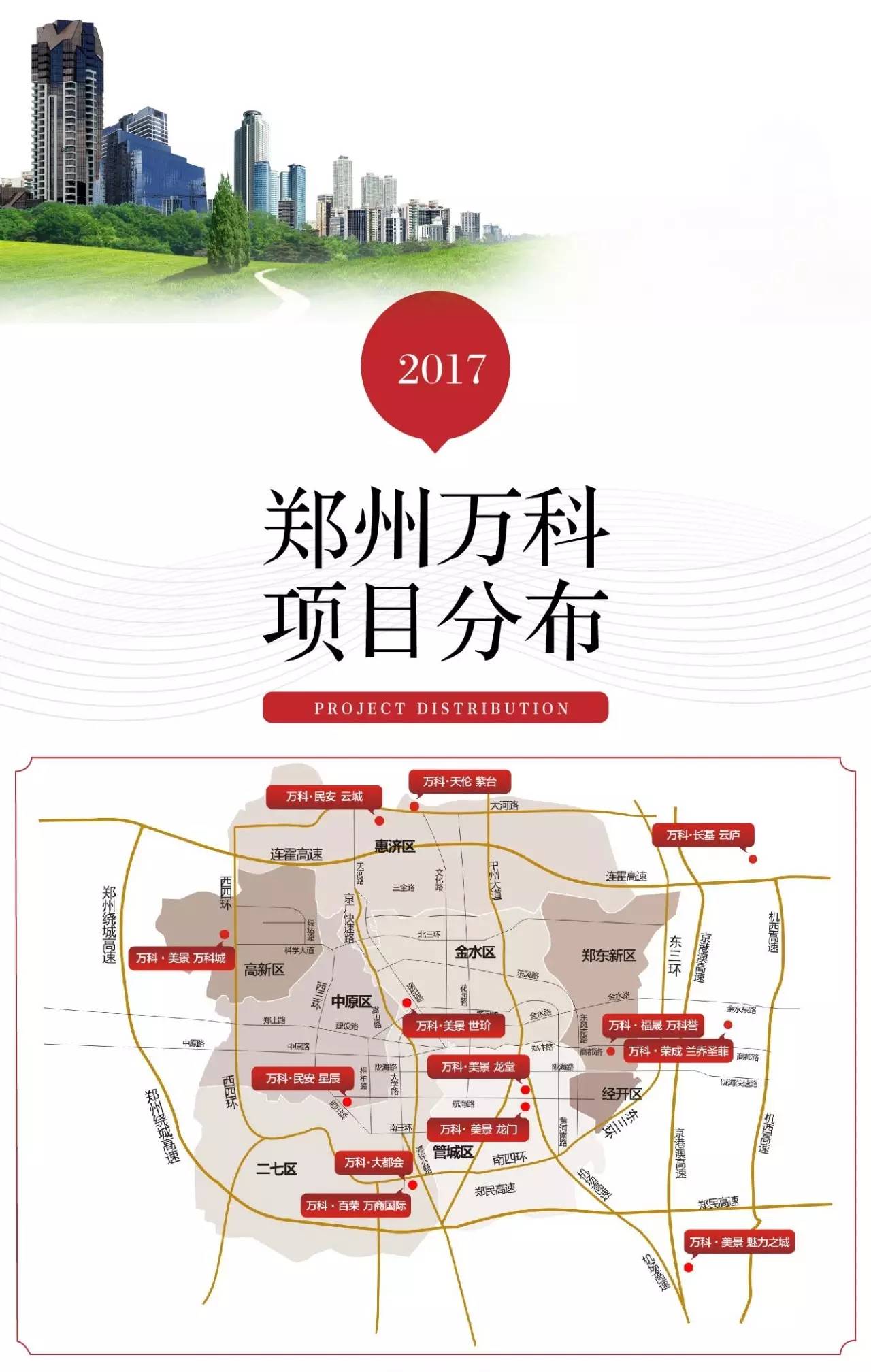 2017年6月郑州万科项目分布地图