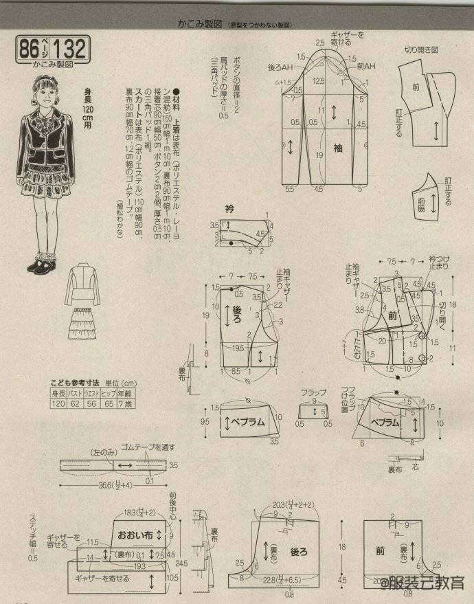 图纸集 | 适合身高120cm的童装裁剪图整理