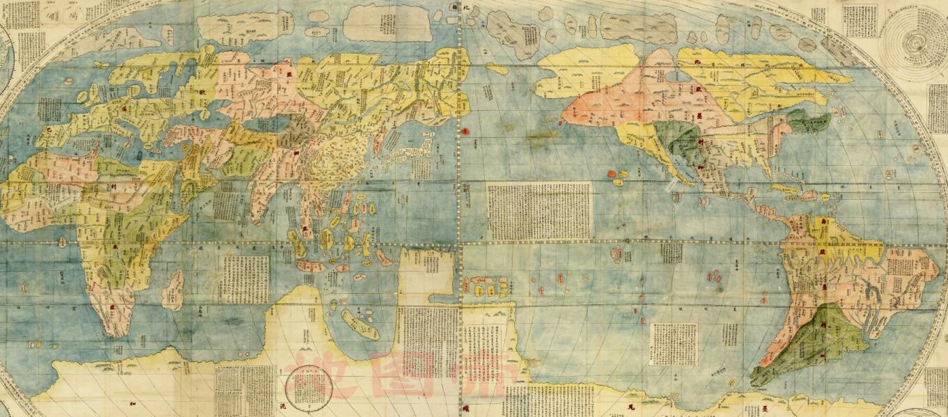 明朝绘制的第一幅世界地图,不愧是海洋强国 : 那时南海全是中国的 连图片