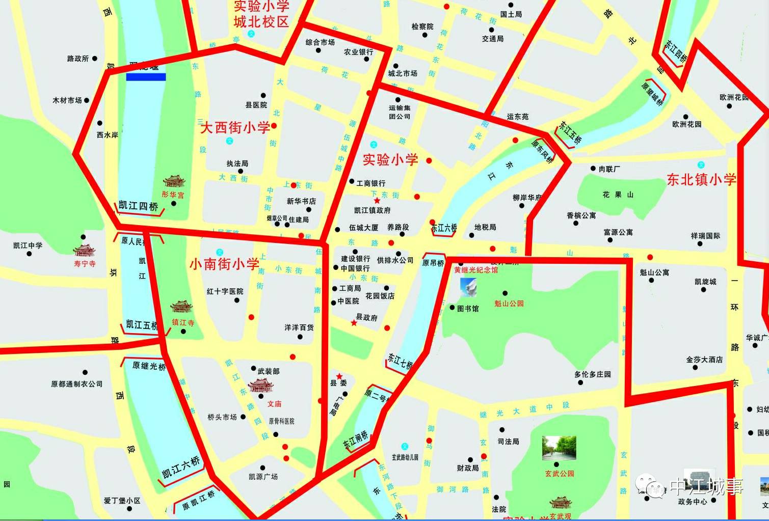 重要↓2017中江县城区小学就读区域划分图图片
