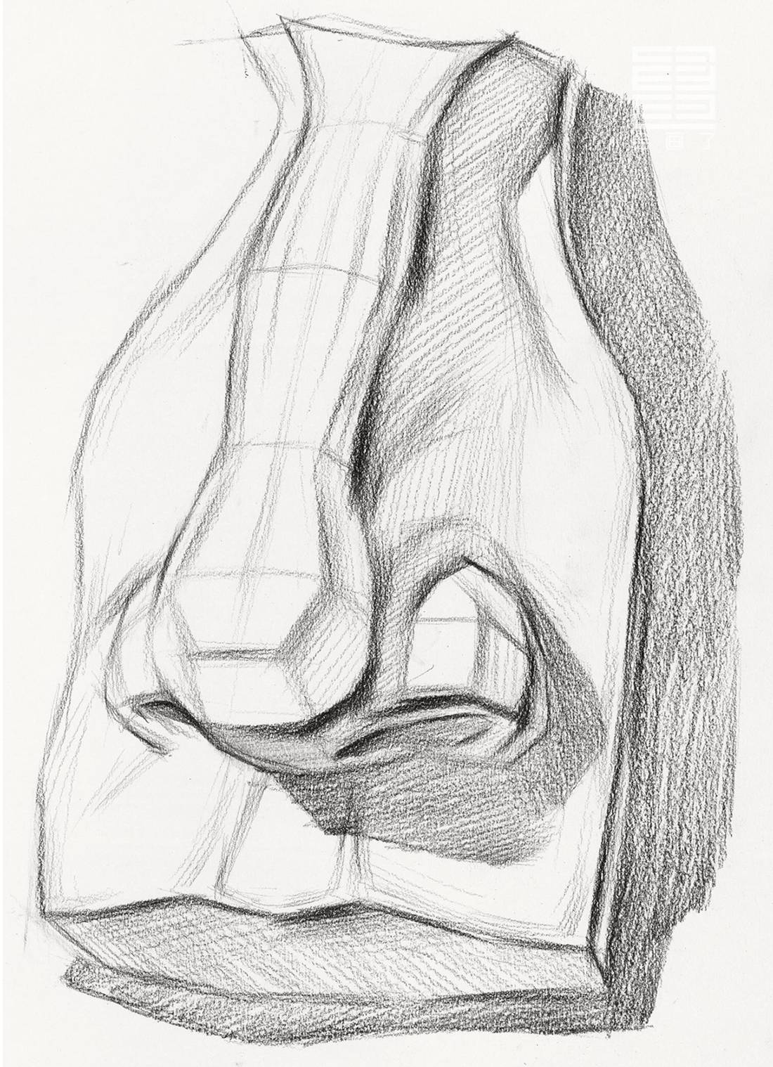 铅笔-素描石膏像-鼻子的深入刻画图文教程- 虎课网