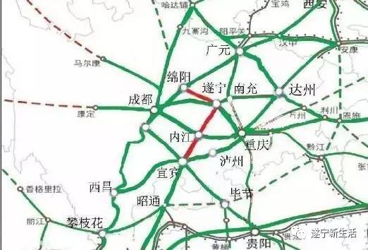 绵遂内铁路设计时速250公里,位于四川省东部地区,起于绵阳市,经遂宁市图片