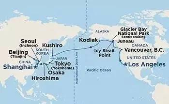 公主邮轮近日宣布推出从洛杉矶到亚洲为期60天的北太平洋环球航线