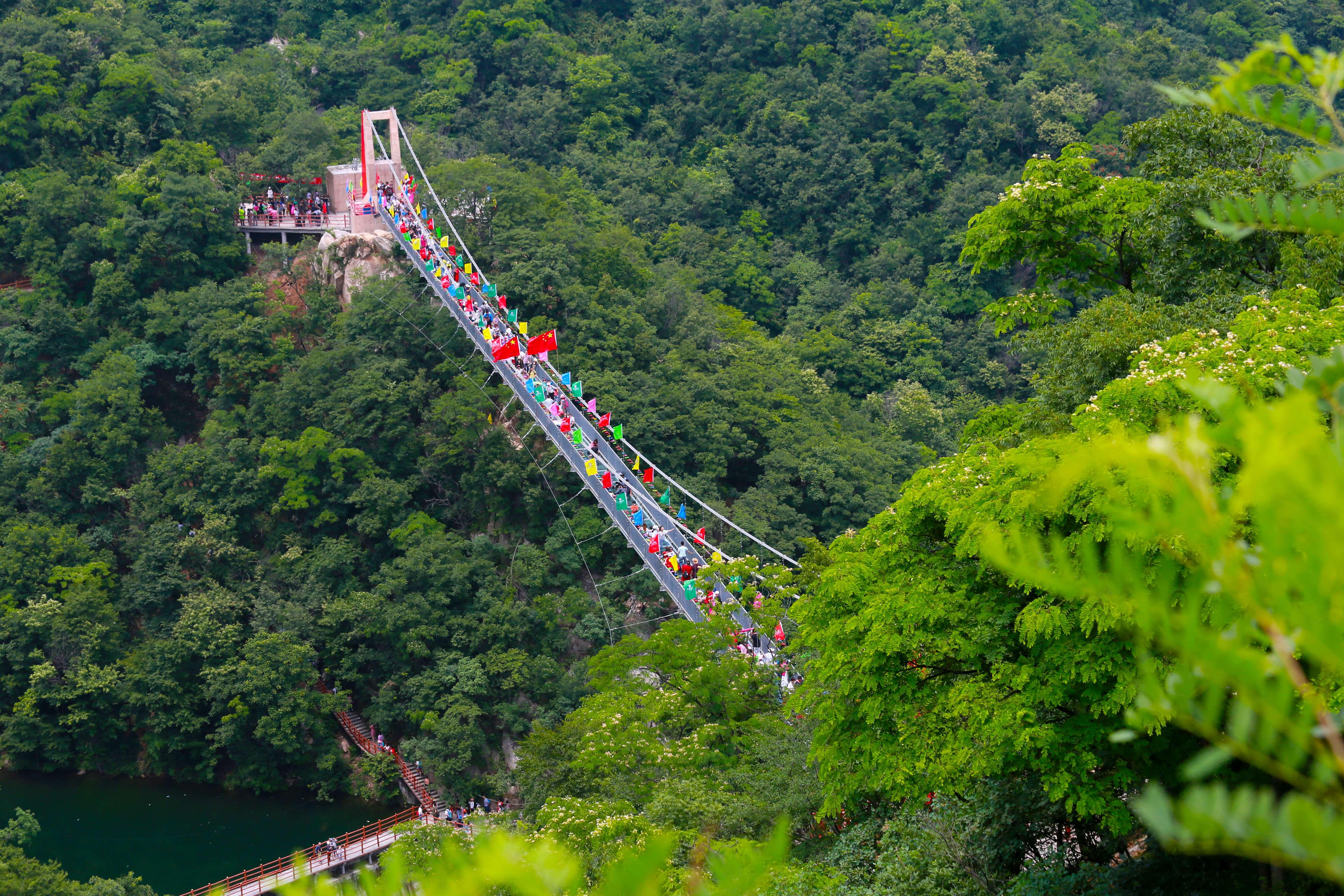 火!河南鲁山一景区免门票 万人挤爆天桥场面壮观