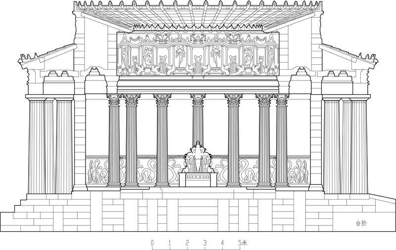 图10古希腊建筑的科林新柱式 高祥生工作室绘制