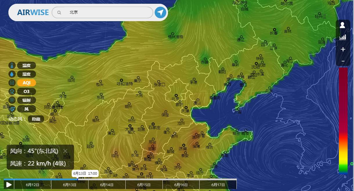 温度,湿度,辐射等气象参数作为背景图,再通过gis地图有机的整合在一起