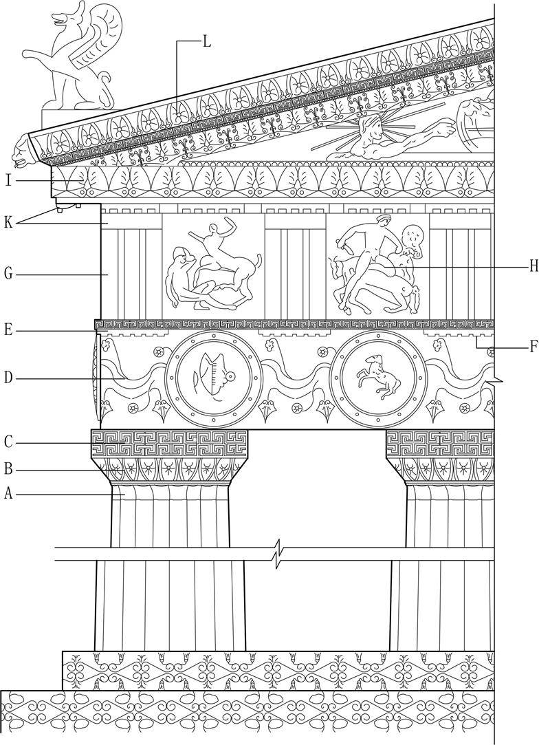 图1古希腊建造的多立克柱式 高祥生工作室绘制