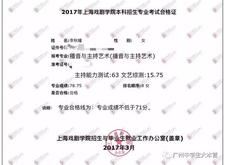 上海戏剧学院播音主持艺术第8名