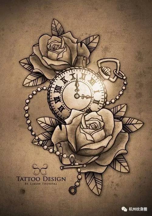 tattoo纹身素材怀表