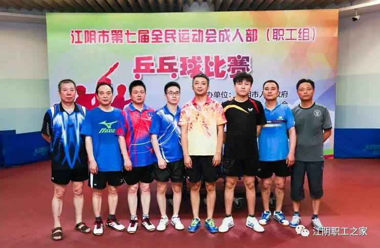 江阴市第七届运动会成年部职工组乒乓球比赛名次表 男子团体 第一名