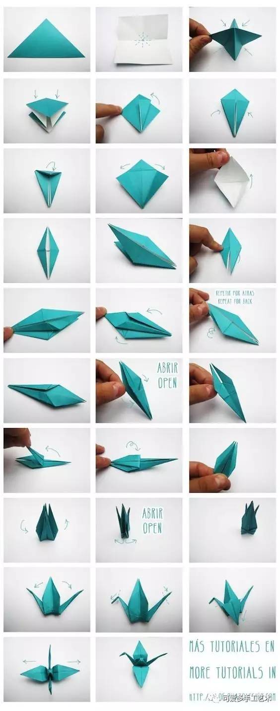 传统的纸鹤折法图解教程包装礼物时折上几只纸鹤,创意得来又趣味无穷