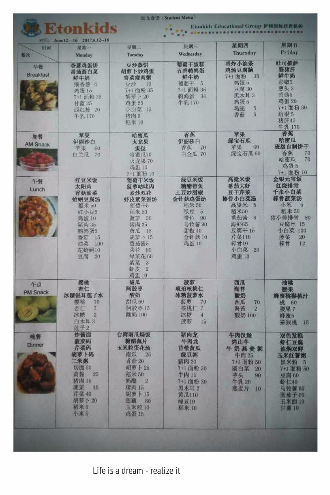 科学带量,营养分析,保证幼儿合理健康的饮食.