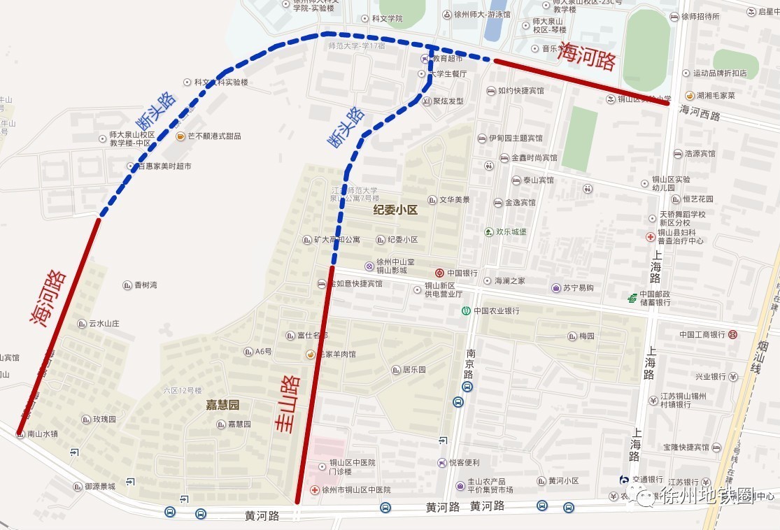 打通 海河路,圭山路,运河路,衡山路四条断头路,目前已拿出初步设计