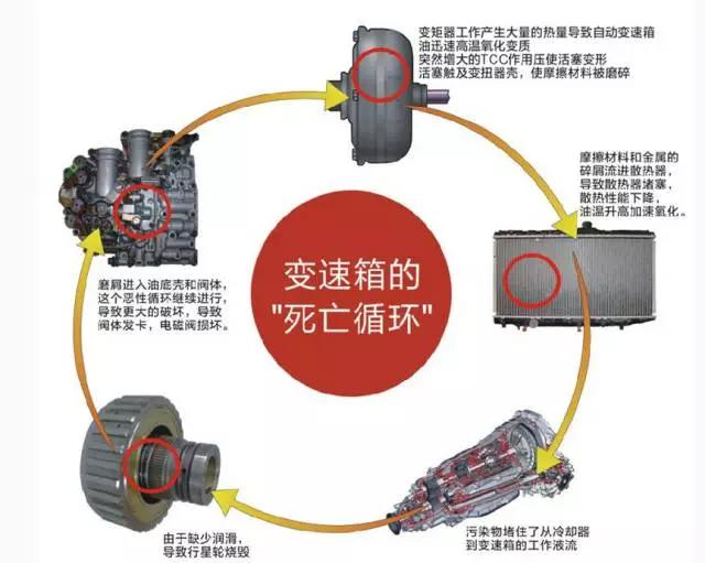 仔细瞅瞅下面的结果:     1,污染物堵住了从冷却器到自动变速箱的工作