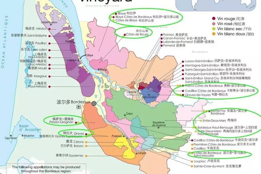 波尔多干白的法定产区有 11 个,包括佩萨克-雷奥良(pessac-leognan)