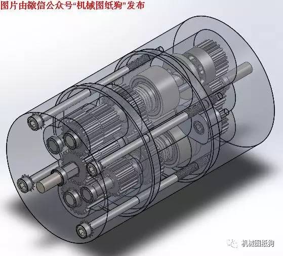 【差减变速器】time lag行星齿轮箱三维建模图纸 solidworks设计