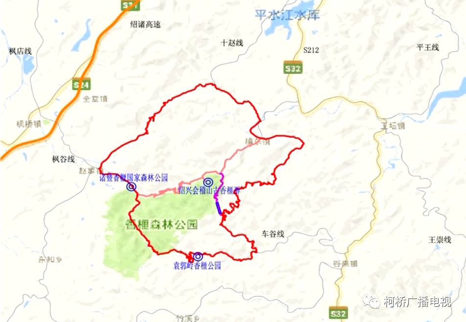 环线(红色线段):路线全长:64.9km (柯桥段长:31.4km