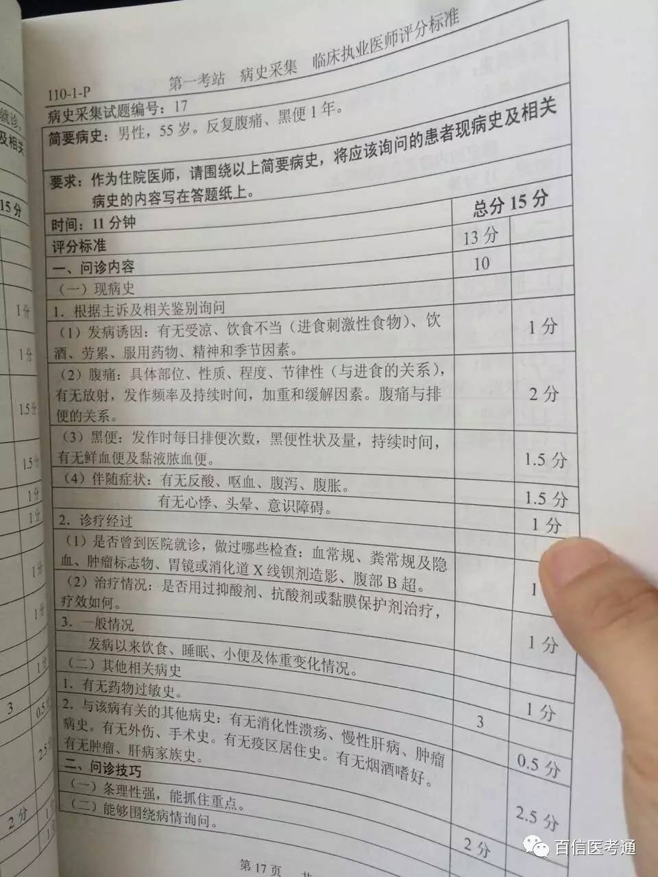 机密2017年临床执业医师技能考试原题和考官答案病史采集