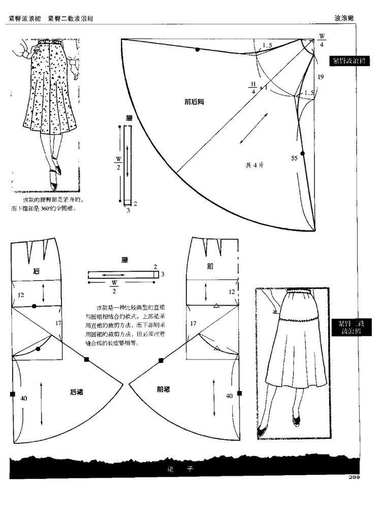 包臀裙的缝制(包含上腰头和隐形拉链及荷叶边)