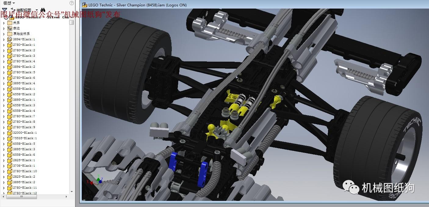 【卡丁赛车】technic 8458 f1赛车模型3d图纸 inventor设计 附stp格式