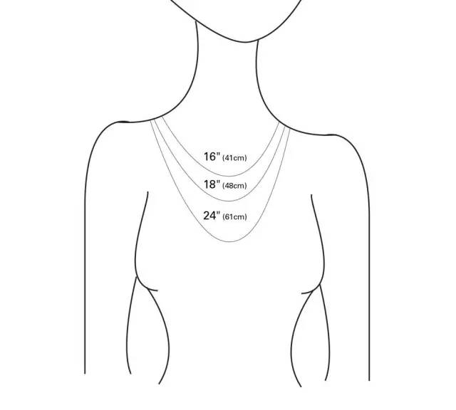 锁骨链一般长度40cm(16英寸)左右,仙女们戴上去之后项链刚刚好在锁骨