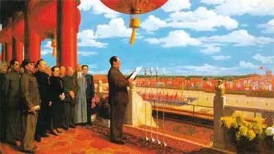 10月1日,首都北京三十万军民在天安门广场集合,隆重举行开国大典,伟大